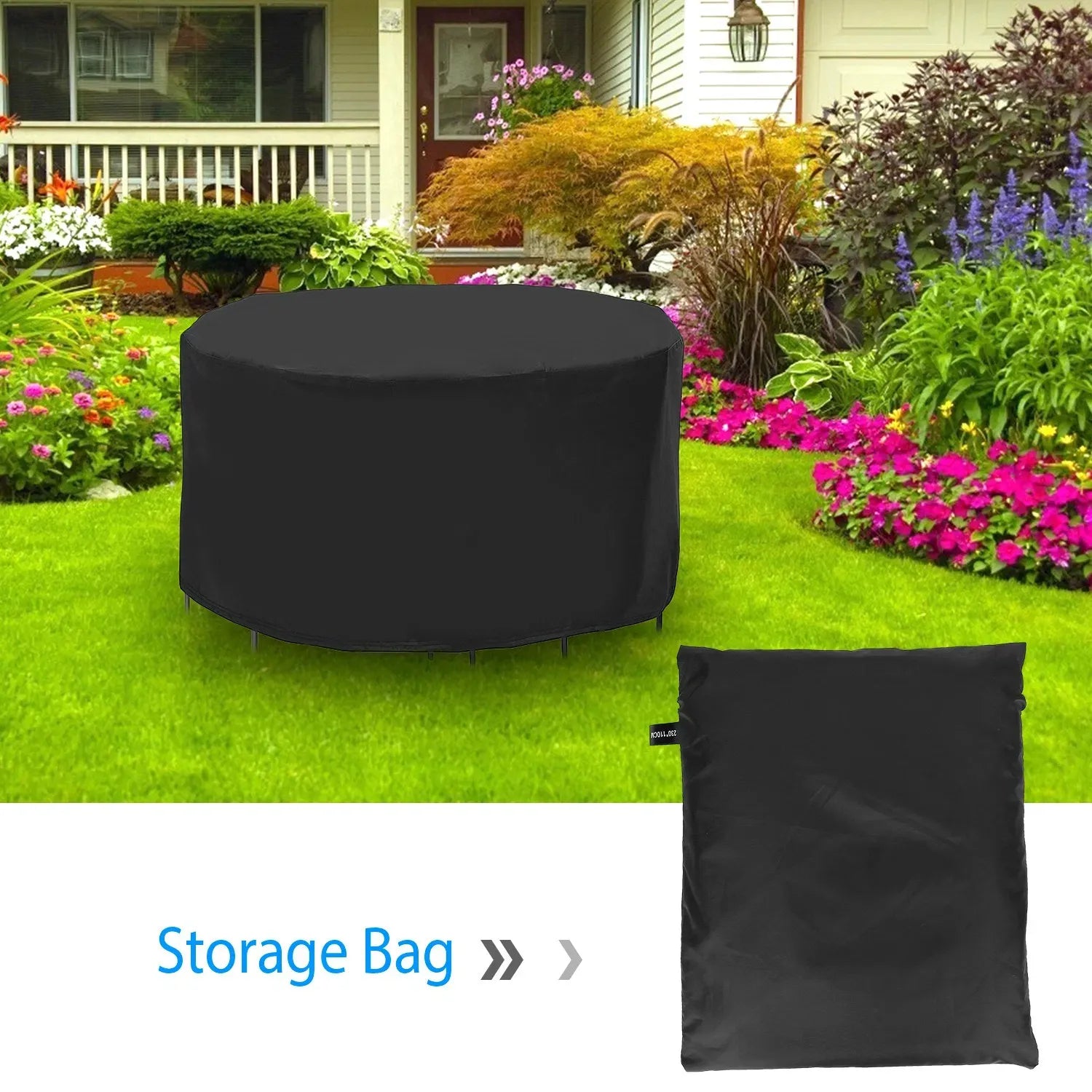 73 Inch Round Patio Table and Chairs Cover for 4-Seat, 190T Waterproof Outdoor Furniture Protector, UV Resistant, Dustproof, Snowproof, Black