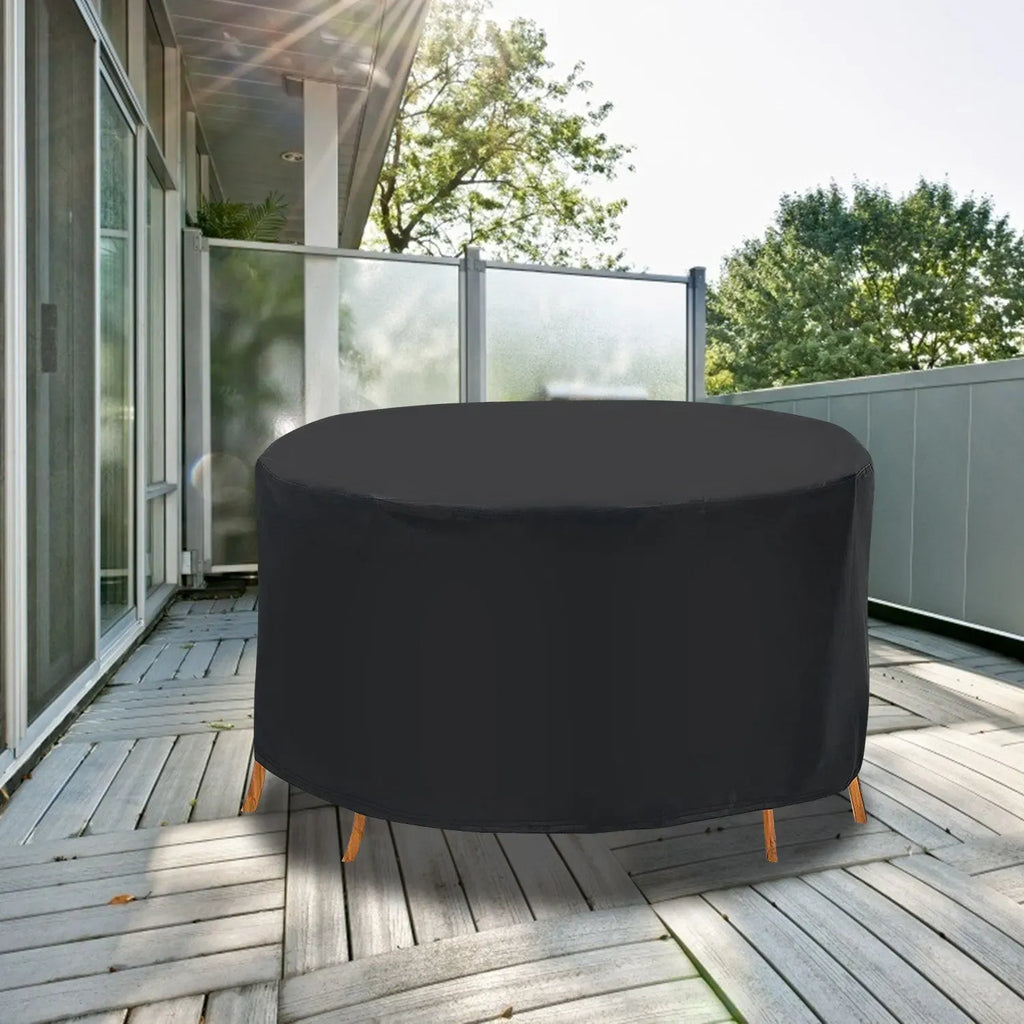 73 Inch Round Patio Table and Chairs Cover for 4-Seat, 190T Waterproof Outdoor Furniture Protector, UV Resistant, Dustproof, Snowproof, Black