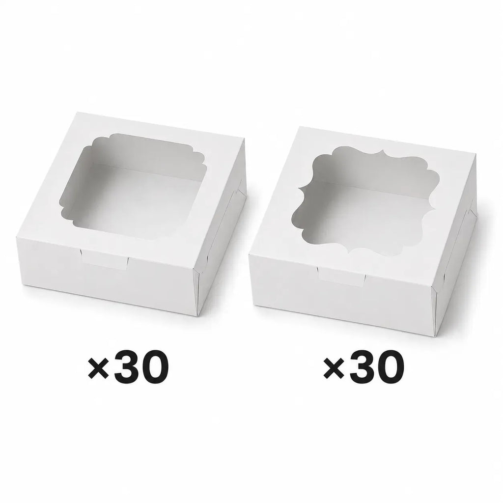 60Pcs 8 Inch White Cookie Boxes with Window, Disposable Paper Bakery Boxes, Easy Assemble Treat Boxes for Donuts Macarons Pastries Desserts