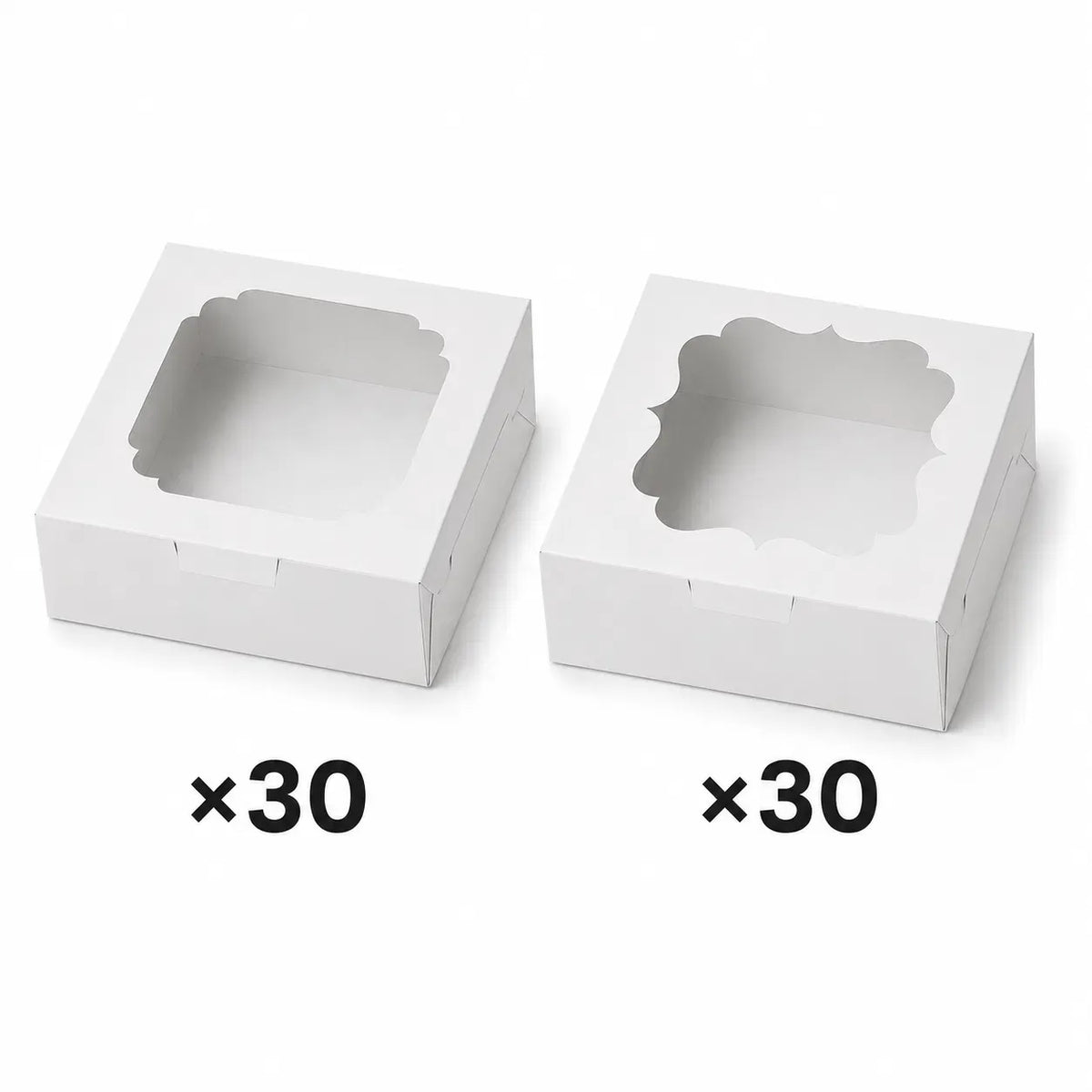 60Pcs 8 Inch White Cookie Boxes with Window, Disposable Paper Bakery Boxes, Easy Assemble Treat Boxes for Donuts Macarons Pastries Desserts