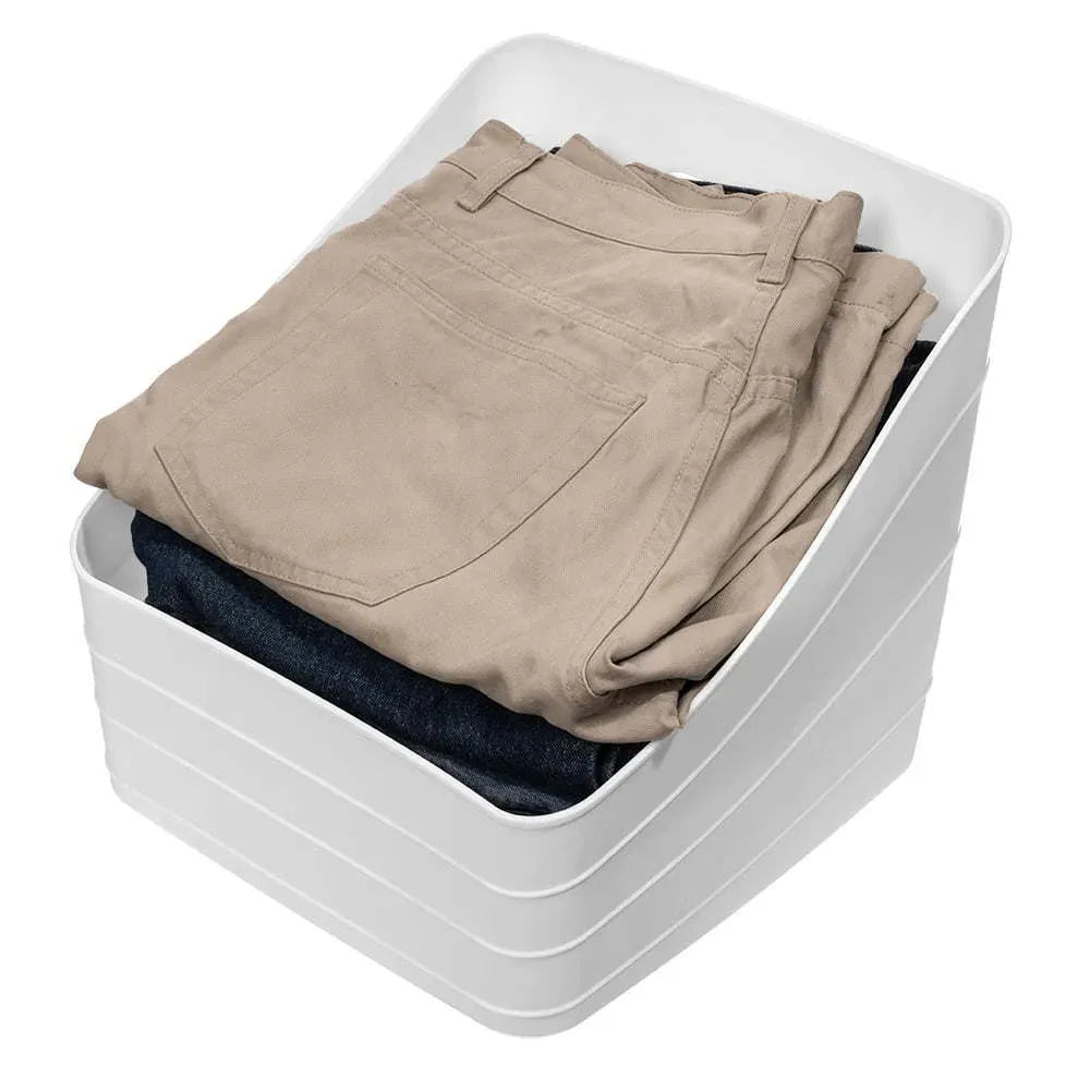 3‑Pack White Plastic Storage Bins with Cutout Handles, Open‑Top Organizer Bins for Cabinet, Closet, Pantry, Multi‑Purpose Household Storage Containers
