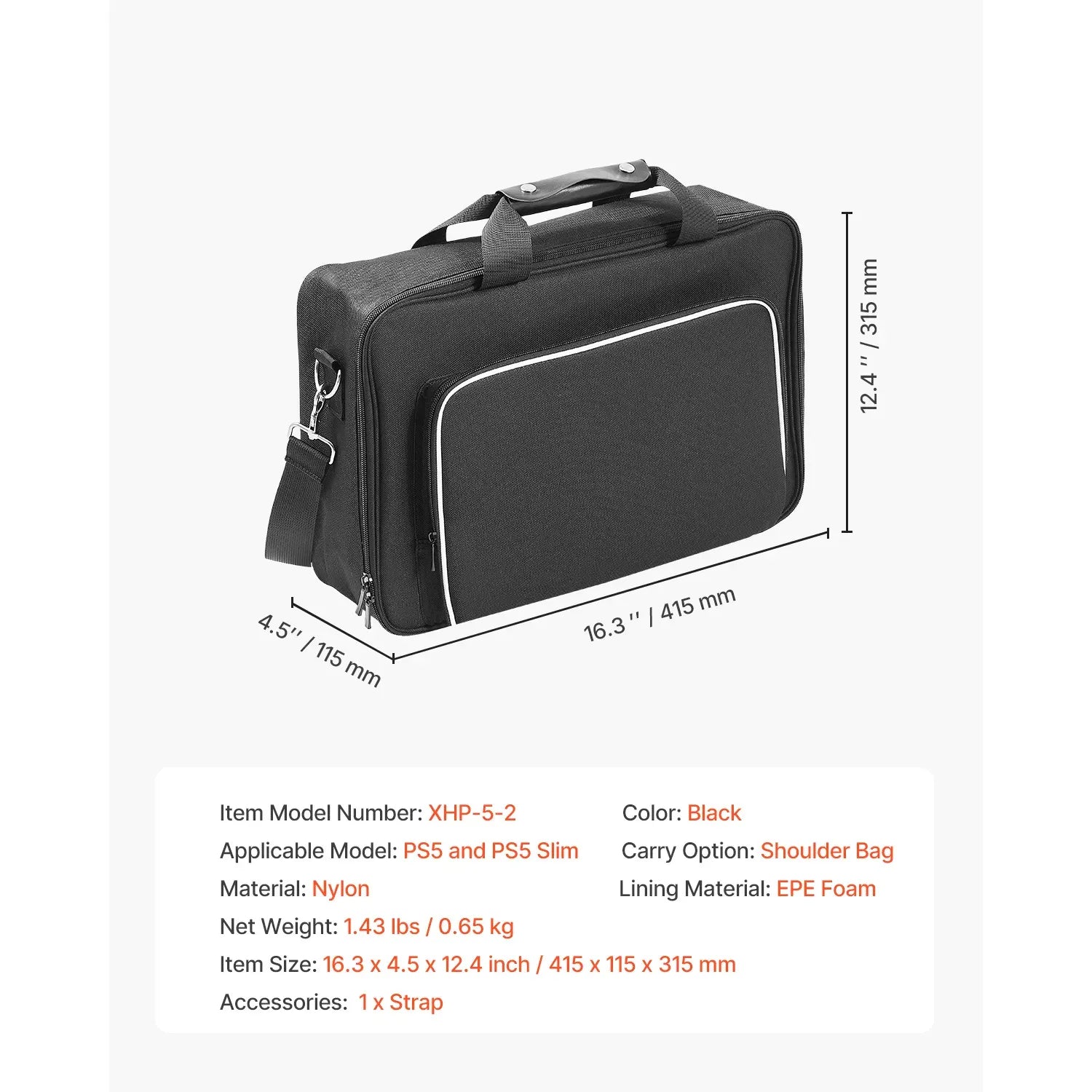 PS5 Carrying Case, Nylon Travel Storage Bag for PS5 / PS5 Slim Console, Controllers, Game Discs & Accessories, with Shoulder Strap & Padded Interior