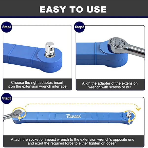 Offset Impact Extension Wrench Set, Tight Space Wrench with 1/2",1/4",3/8" Square Drive Adapters