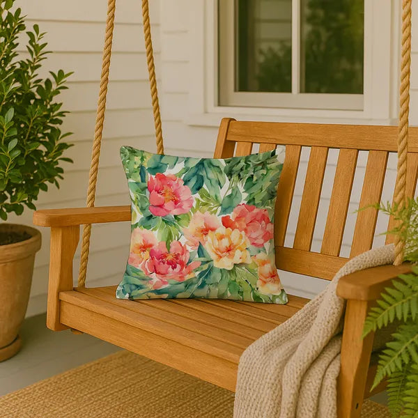 Aeelleea Indiana Peonies in Watercolor Pillow 18x18 in