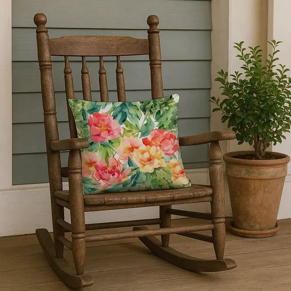 Aeelleea Indiana Peonies in Watercolor Pillow 18x18 in
