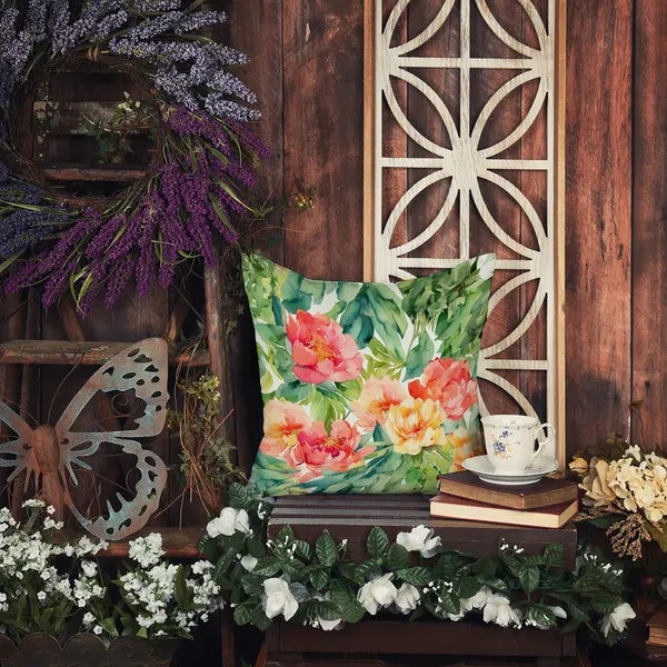 Aeelleea Indiana Peonies in Watercolor Pillow 18x18 in