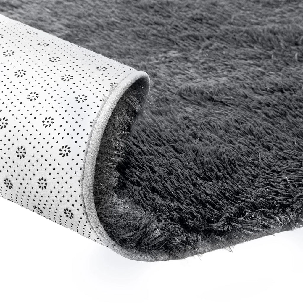 5'x8' Dark Gray Soft Plush Shag Area Rug, Slip‑Resistant Non‑Shedding Indoor Carpet for Home Living Space
