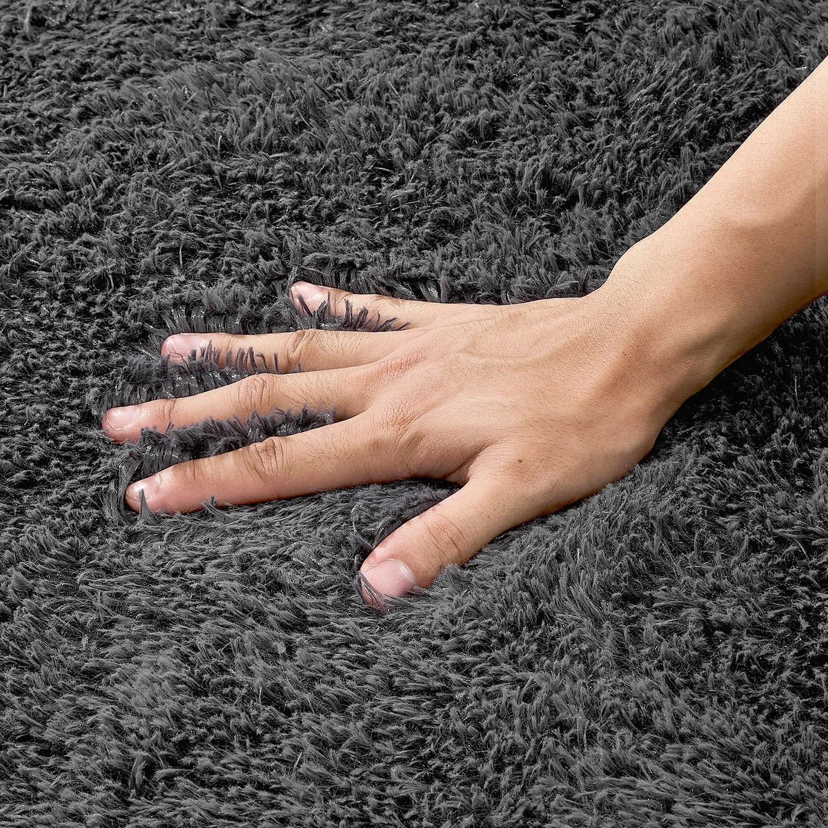 5'x8' Dark Gray Soft Plush Shag Area Rug, Slip‑Resistant Non‑Shedding Indoor Carpet for Home Living Space