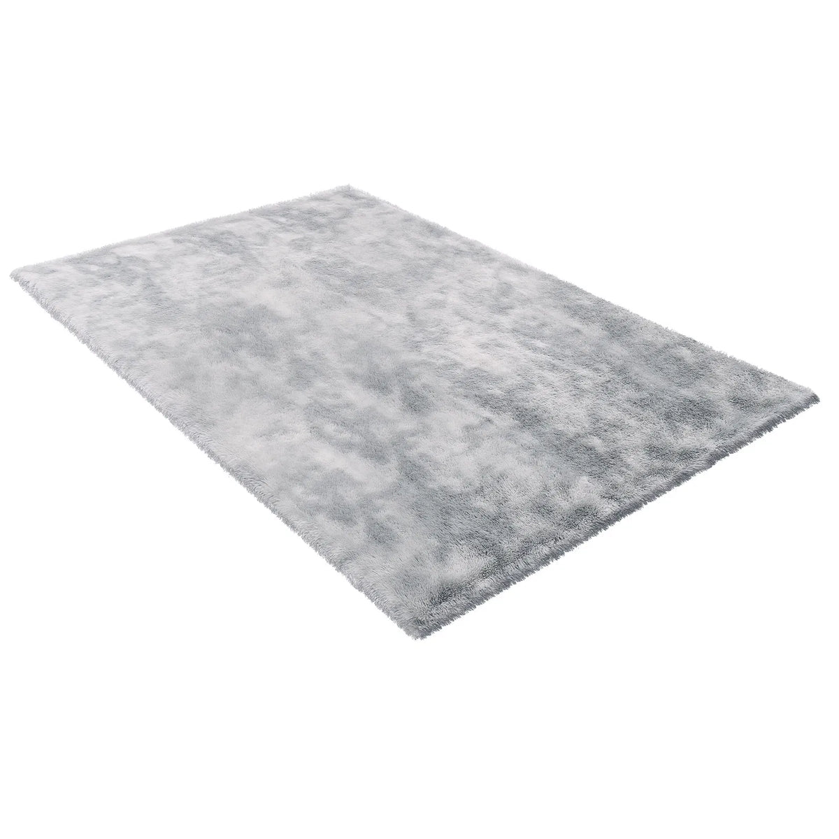 Soft Fluffy Shag Area Rug 6 x 9 ft, Tie-Dye Light Gray, Non-Slip Non-Shedding Plush Carpet for Living Room & Bedroom