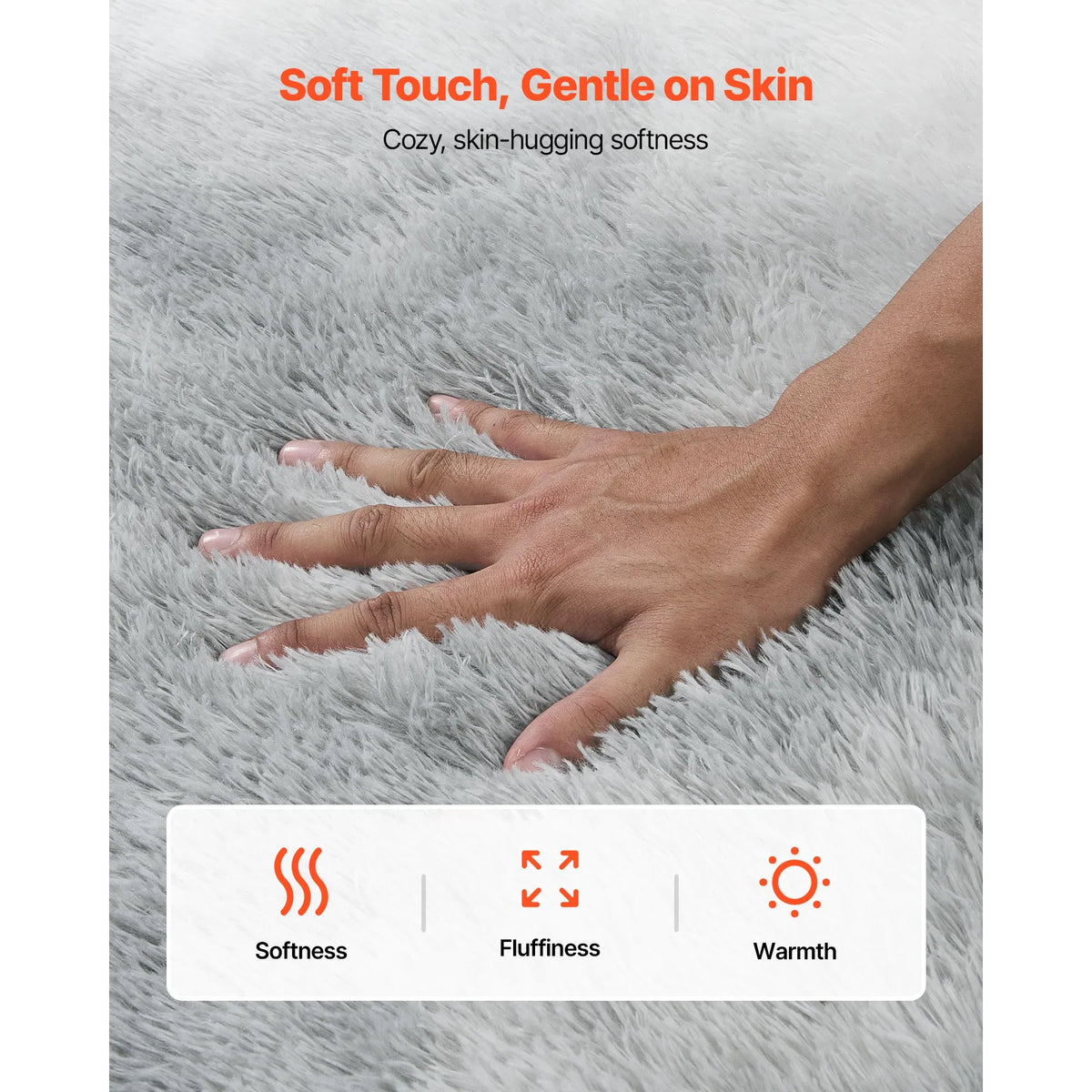 Soft Fluffy Shag Area Rug 6 x 9 ft, Tie-Dye Light Gray, Non-Slip Non-Shedding Plush Carpet for Living Room & Bedroom