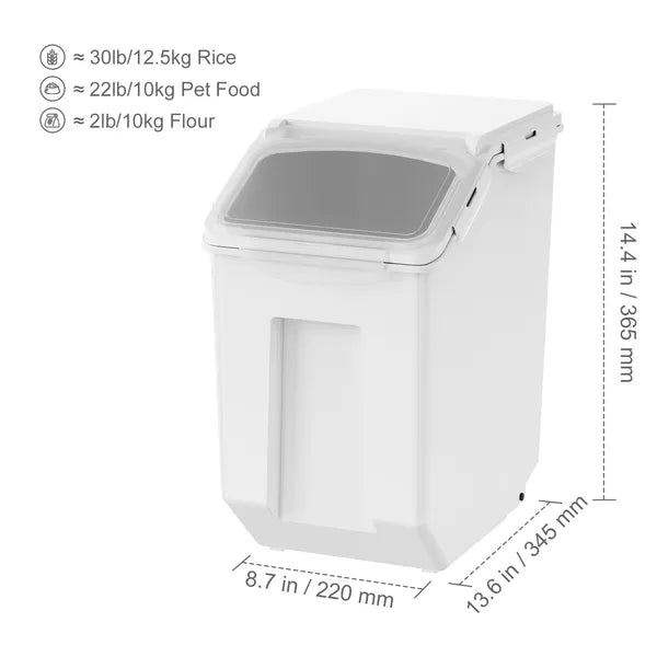 2‑Pack Airtight Food Storage Containers with Wheels & Measuring Cup, 30lb Large Capacity Bins for Rice, Flour, Pet Dry Food