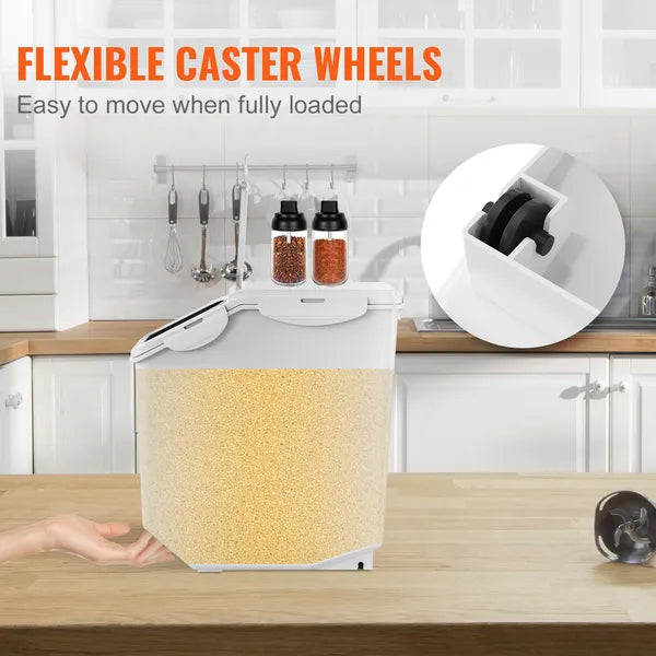 2‑Pack Airtight Food Storage Containers with Wheels & Measuring Cup, 30lb Large Capacity Bins for Rice, Flour, Pet Dry Food