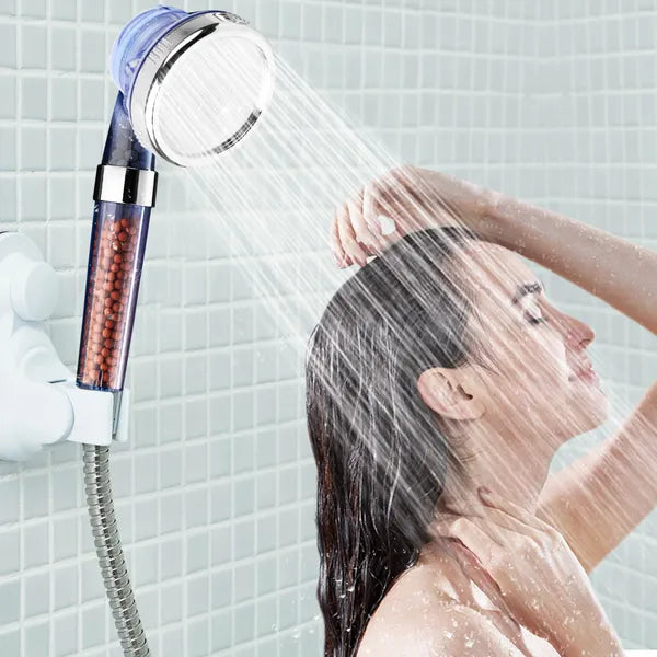 High Pressure Handheld Filtered Shower Head, 3 Spray Modes, Water Softening, Blue