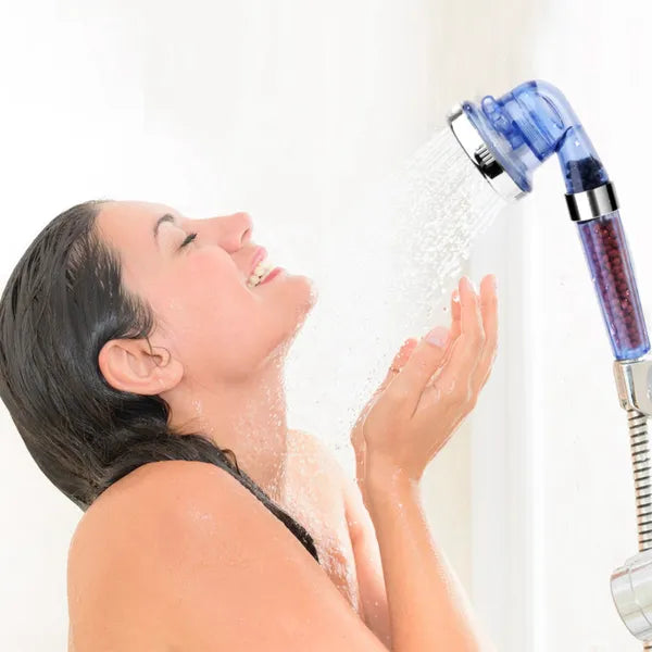 High Pressure Handheld Filtered Shower Head, 3 Spray Modes, Water Softening, Blue