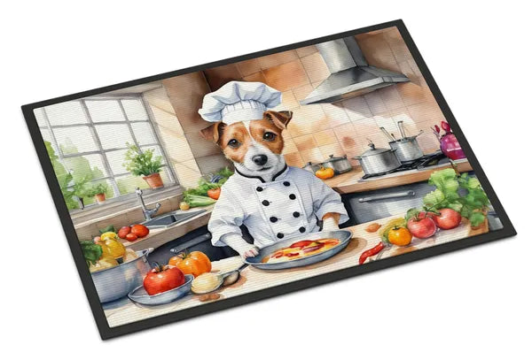 Aeelleea Jack Russell Terrier Chef Doormat 24x36 Non Slip Washable