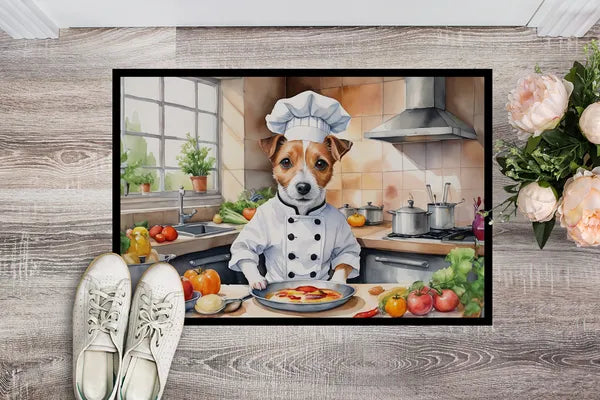 Aeelleea Jack Russell Terrier Chef Doormat 24x36 Non Slip Washable