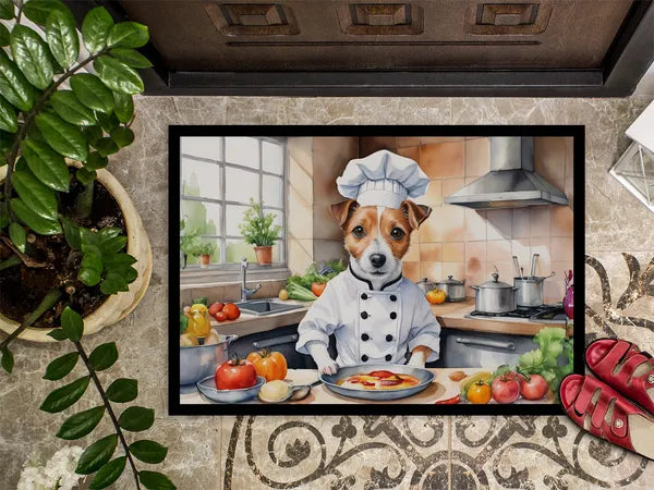Aeelleea Jack Russell Terrier Chef Doormat 24x36 Non Slip Washable