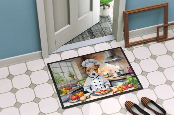 Aeelleea Jack Russell Terrier Chef Doormat 24x36 Non Slip Washable