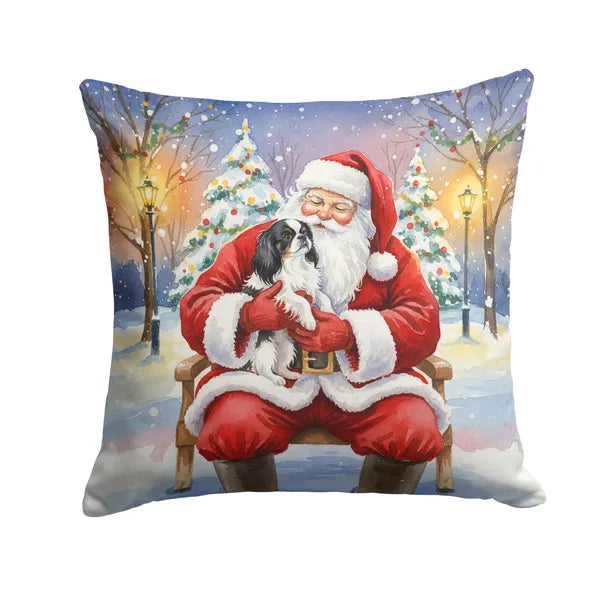 Aeelleea Japanese Chin with Santa Claus Pillow 18x18 Decorative Indoor Outdoor