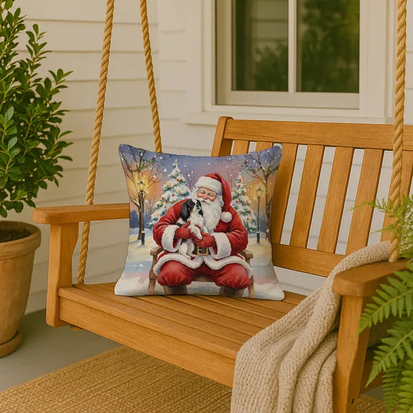 Aeelleea Japanese Chin with Santa Claus Pillow 18x18 Decorative Indoor Outdoor