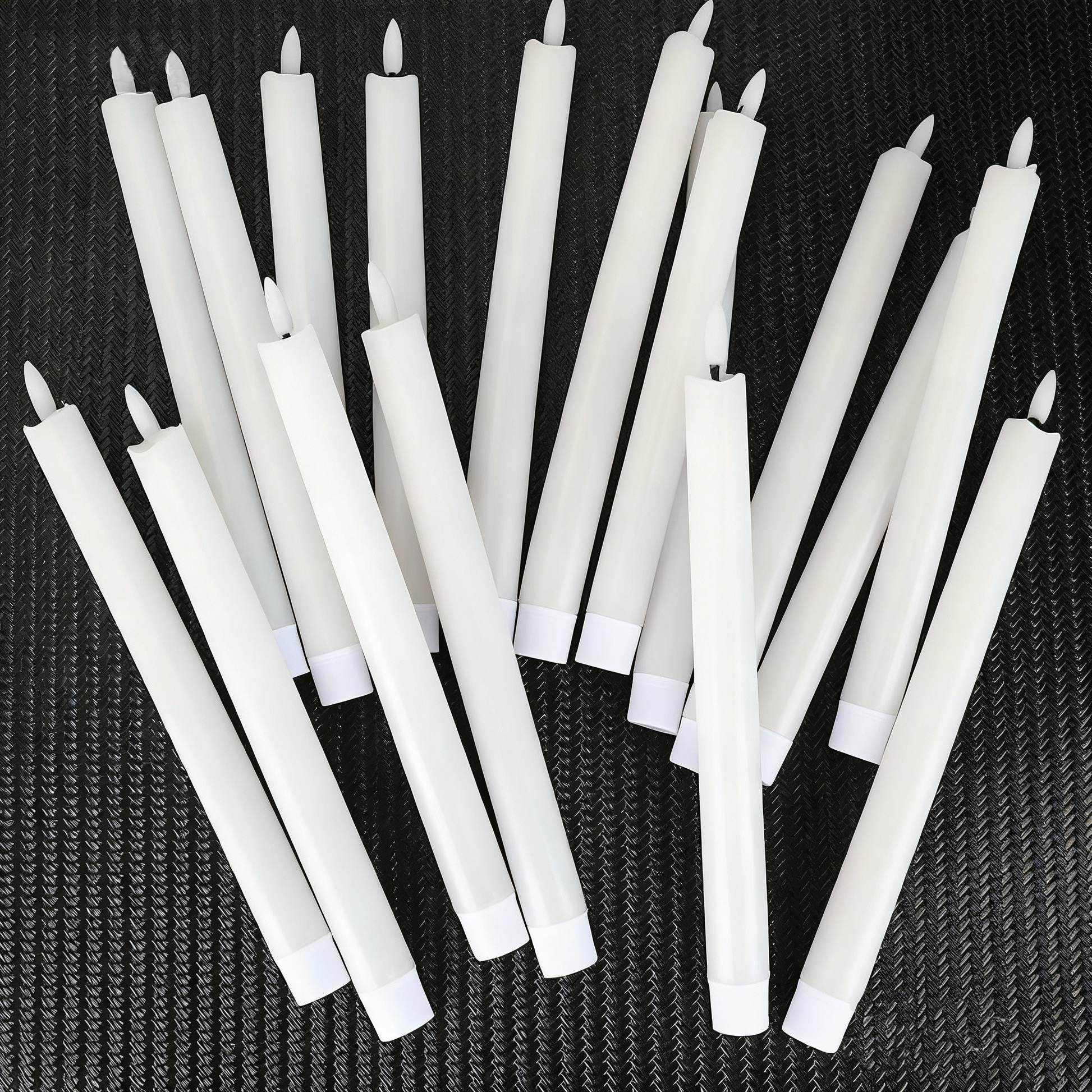 AEELLEEA 20-Pack White Taper Candles - Flameless LED Warm Light Decor for Christmas/Mantel/Dinner Part
