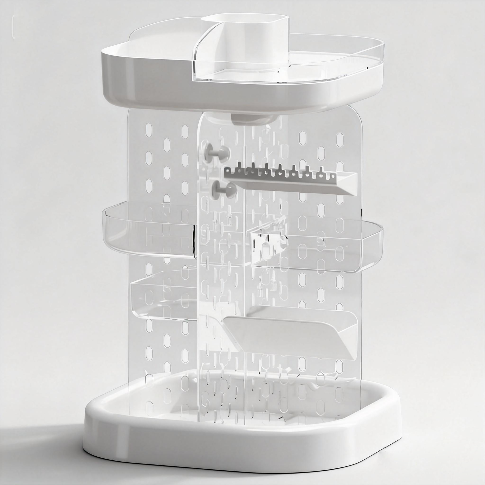 360° Rotating Makeup Organizer, Adjustable Tiered Bathroom Counter Organizer, Clear Vanity Display, Perfume Organizer & Makeup Brush Holder for Jewelry & Accessories Storage