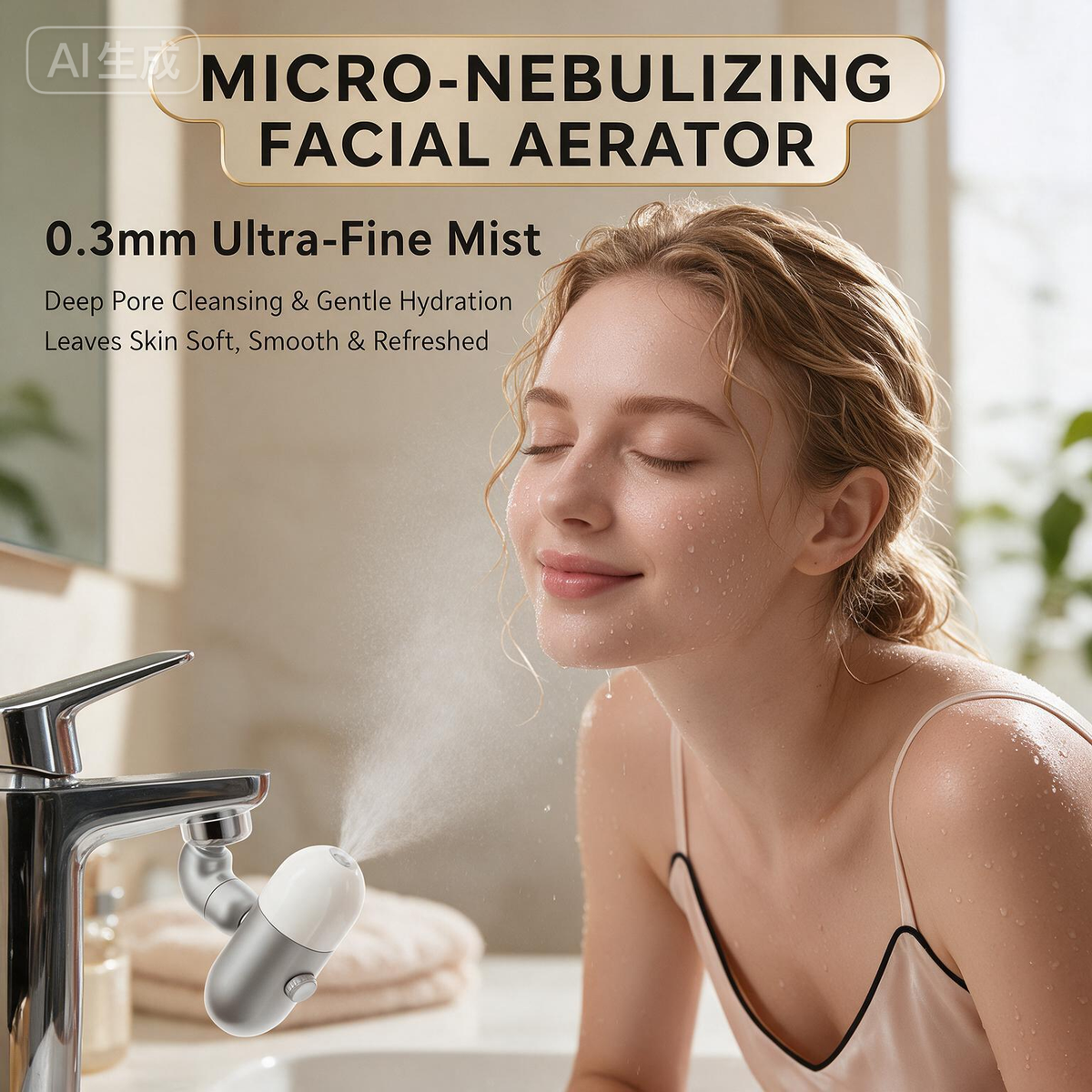 4-Mode Faucet Aerator, Multi-Angle Swivel Sink Extender with Mouth Rinse Fountain, Mist Sprayer & Adapters