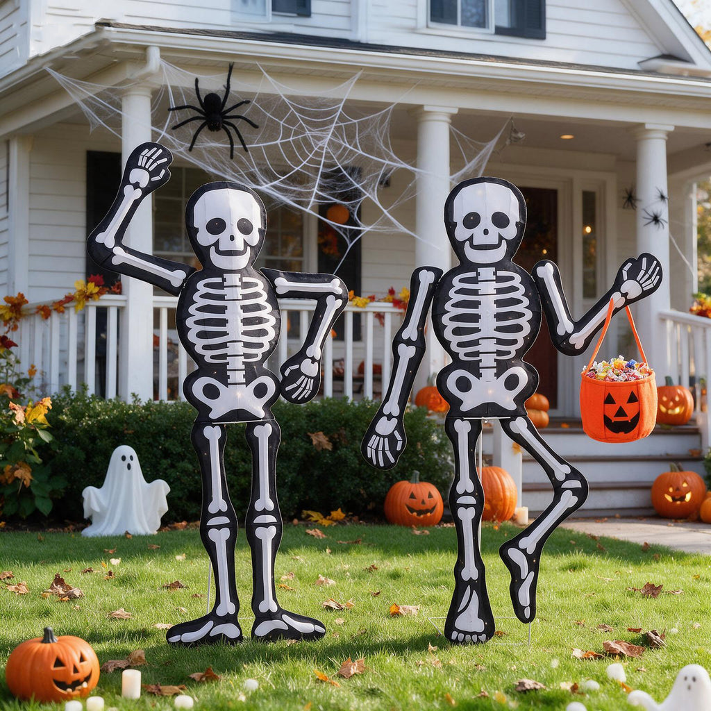 2-Piece Skeleton Yard Stakes, 45" H Adjustable Halloween Outdoor Decorations for Lawn, Garden and Yard