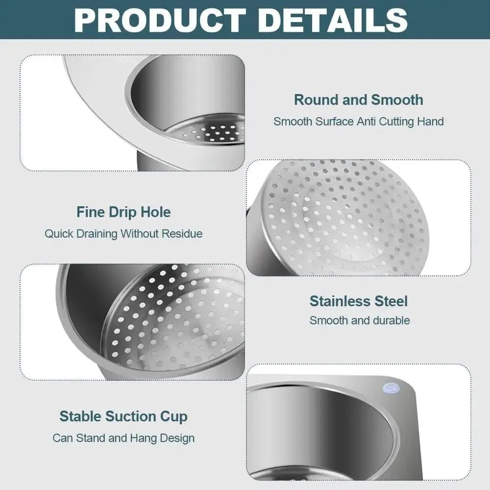 Stainless Steel Swan Sink Strainer Basket, Hanging Kitchen Drain Basket with Fine Holes, Multi-Use Food Waste Strainer for Sink Corner, Fruit Vegetable Draining Colander