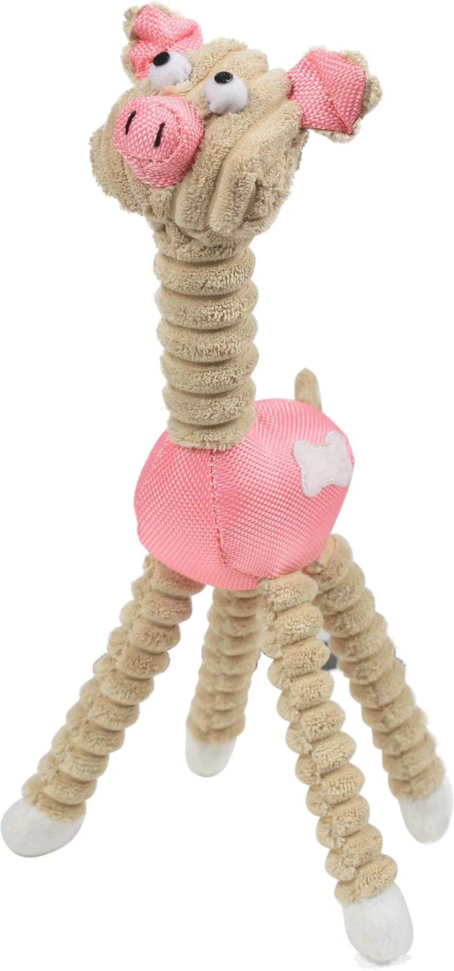 Crinkle Plush Pig Dog Squeaky Toy, Stretchy Corded Body Interactive Tug Chew Toy for Puppy & Medium Dogs