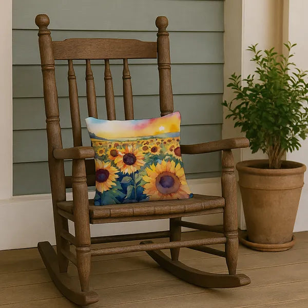 Aeelleea Kansas Sunflowers Watercolor Pillow 14x14 Machine Washable Indoor Outdoor