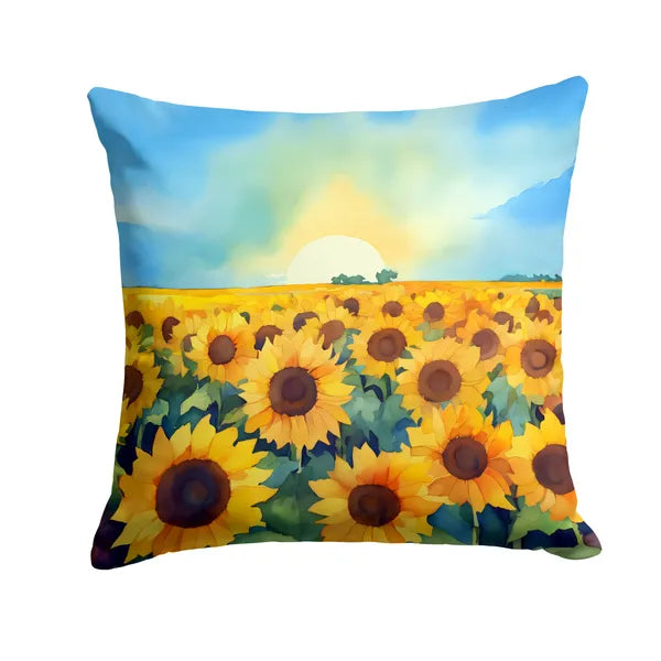 Aeelleea Kansas Sunflowers Watercolor Pillow 18x18 Machine Washable Indoor Outdoor