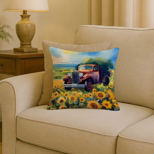 Aeelleea Kansas Sunflowers Watercolor Pillow 18x18 Machine Washable Indoor Outdoor
