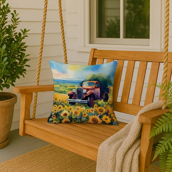 Aeelleea Kansas Sunflowers Watercolor Pillow 18x18 Machine Washable Indoor Outdoor