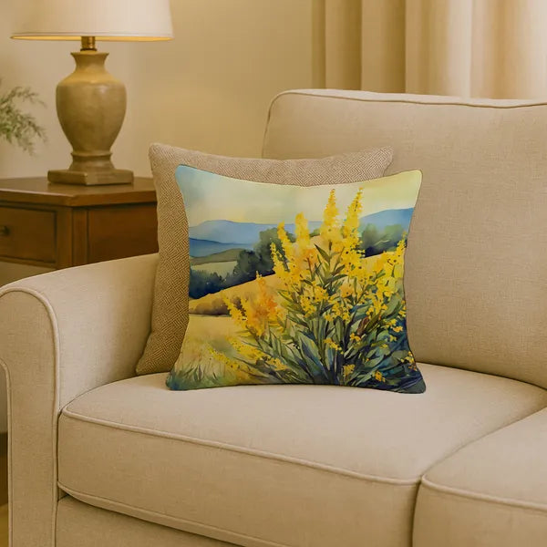 Aeelleea Kentucky Goldenrod Watercolor Pillow 18x18 Machine Washable Indoor Outdoor