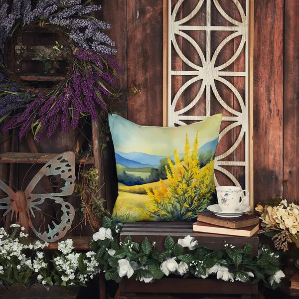 Aeelleea Kentucky Goldenrod Watercolor Pillow 18x18 Machine Washable Indoor Outdoor