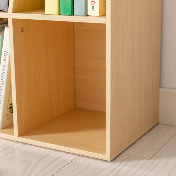 Aeelleea Wooden Storage Bench with Cushion, 40.5" Multi-Cube Open Bookshelf, Reading Nook Seat Cabinet for Kids Room