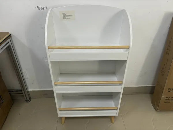 Aeelleea 3-Tier Kids Bookshelf, 19.68×9.44×37.40 Inch White Toddler Book Display Storage Rack, Book & Toy Organizer Cabinet for Nursery Playroom
