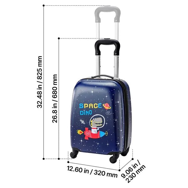 Aeelleea 2Pcs Kids Luggage Set, 18 Inch Hard Shell Spinner Suitcase with Backpack, Dino Pattern Carry On Luggage for Boys Girls, Airline Approved