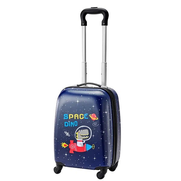 Aeelleea 2Pcs Kids Luggage Set, 18 Inch Hard Shell Spinner Suitcase with Backpack, Dino Pattern Carry On Luggage for Boys Girls, Airline Approved