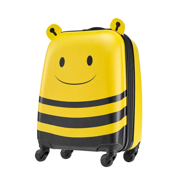 Aeelleea 18 Inch Bee Kids Luggage Set, 5 Piece Hard Shell Rolling Suitcase with Backpack & U Pillow, Airline Approved Carry On Gift for Boys Girls