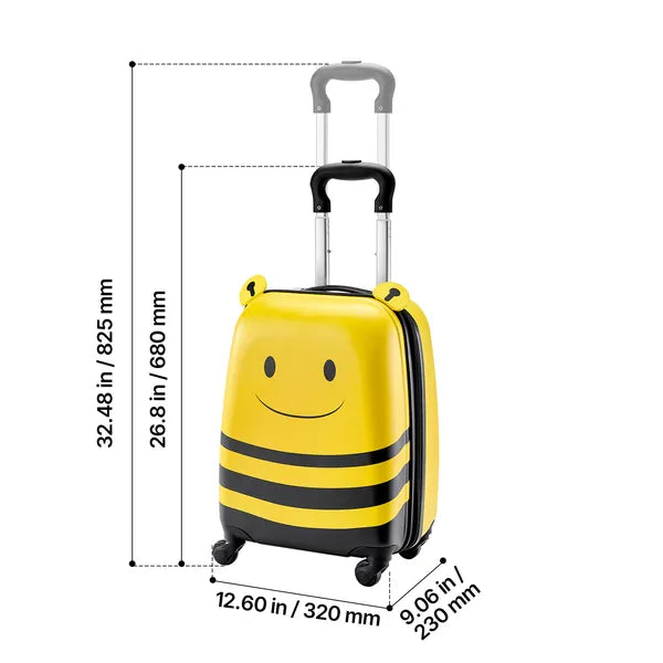 Aeelleea 18 Inch Bee Kids Luggage Set, 5 Piece Hard Shell Rolling Suitcase with Backpack & U Pillow, Airline Approved Carry On Gift for Boys Girls