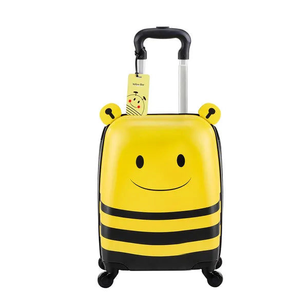 Aeelleea 18 Inch Bee Kids Luggage Set, 5 Piece Hard Shell Rolling Suitcase with Backpack & U Pillow, Airline Approved Carry On Gift for Boys Girls