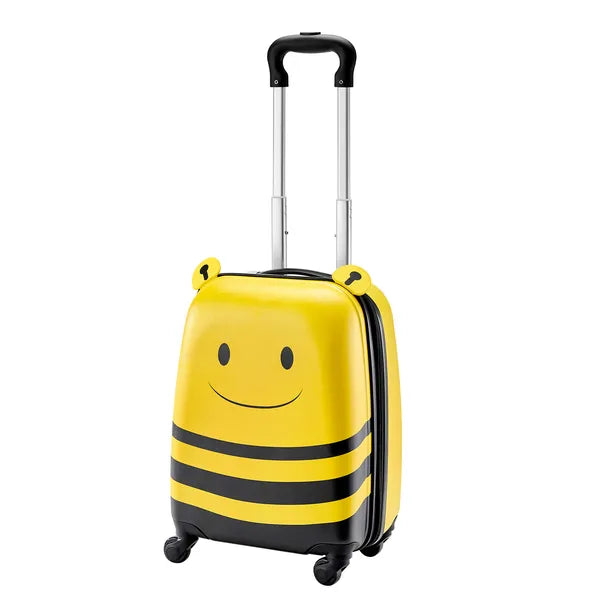Aeelleea 18 Inch Bee Kids Luggage Set, 5 Piece Hard Shell Rolling Suitcase with Backpack & U Pillow, Airline Approved Carry On Gift for Boys Girls