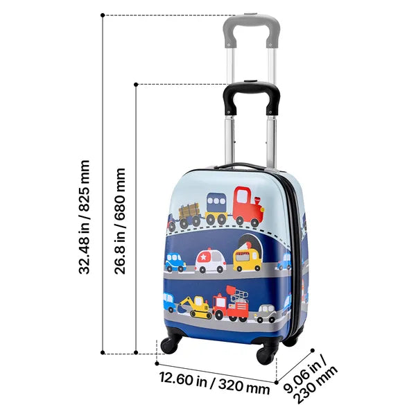 Aeelleea 5Pcs Kids Luggage Set,18 Inch Hard Shell Spinner Suitcase with Backpack & U Pillow, Truck Pattern Carry On for Boys Girls, Airline Approved