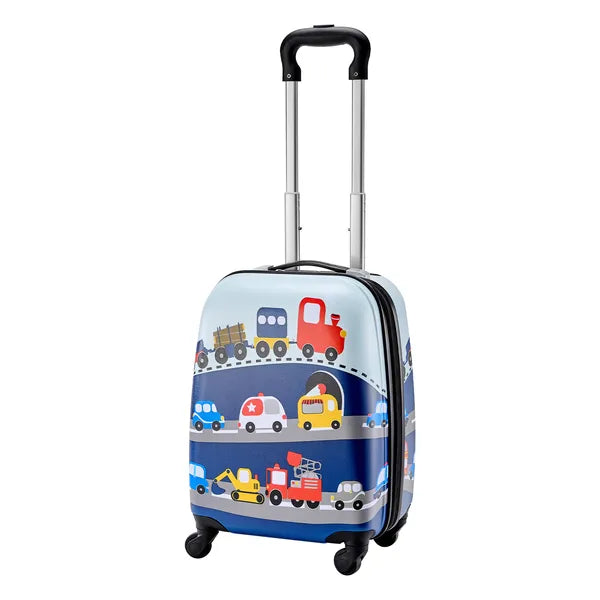 Aeelleea 5Pcs Kids Luggage Set,18 Inch Hard Shell Spinner Suitcase with Backpack & U Pillow, Truck Pattern Carry On for Boys Girls, Airline Approved