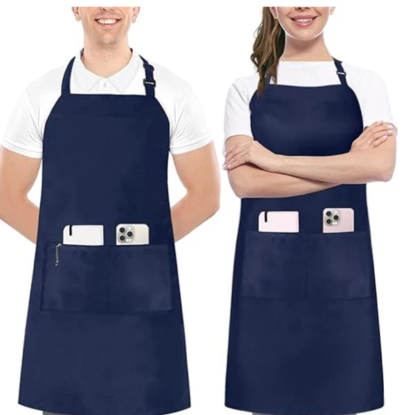 Aeelleea 2 Pack Waterproof Kitchen Aprons, 28×32 Inch Adjustable Chef Apron with 2 Pockets, Oil Resistant Unisex Cooking Apron for Baking Grilling