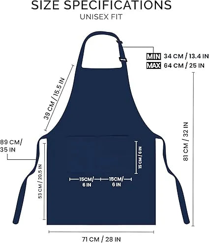 Aeelleea 2 Pack Waterproof Kitchen Aprons, 28×32 Inch Adjustable Chef Apron with 2 Pockets, Oil Resistant Unisex Cooking Apron for Baking Grilling