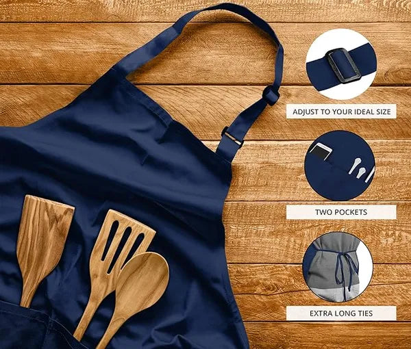 Aeelleea 2 Pack Waterproof Kitchen Aprons, 28×32 Inch Adjustable Chef Apron with 2 Pockets, Oil Resistant Unisex Cooking Apron for Baking Grilling