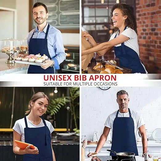 Aeelleea 2 Pack Waterproof Kitchen Aprons, 28×32 Inch Adjustable Chef Apron with 2 Pockets, Oil Resistant Unisex Cooking Apron for Baking Grilling